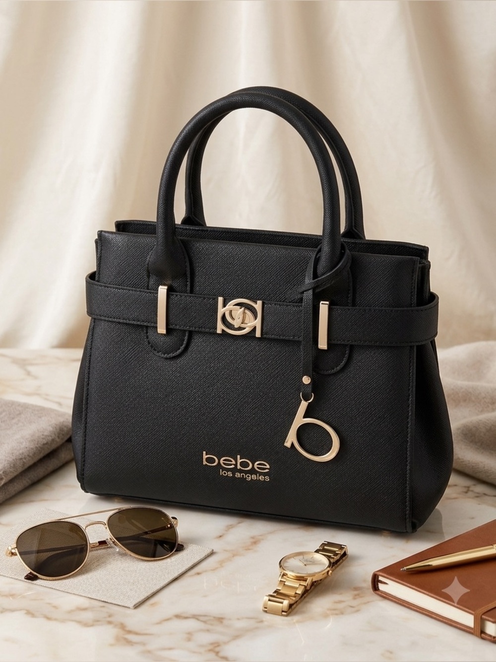 Premium Vegan Leather bebe Black Satchel NWT